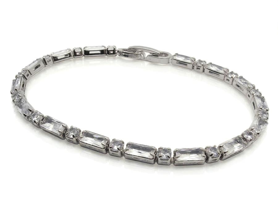 01צמיד כלה עדין בגט Baguette Bracelet – תמונה 1
