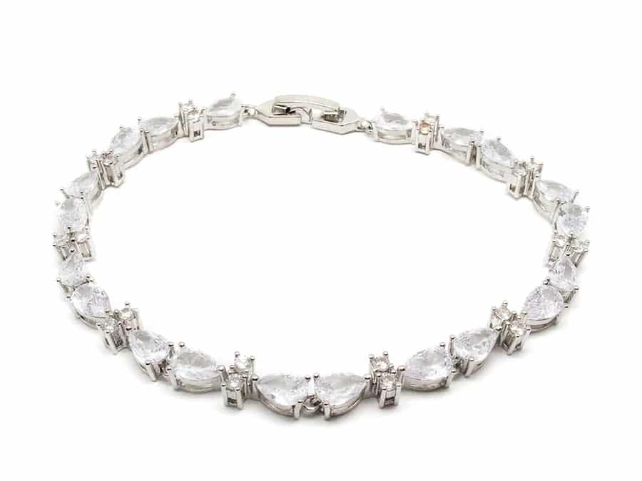 צמיד קריסטלים כלות כסוף קסוטו01 Rona Bracelet – תמונה 1