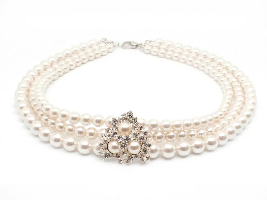 שרשרת פנינים שלוש שורות 01 Pearls Necklace – תמונה 1